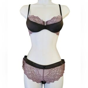 Adore Me Lace Bra Set - Black and Purple S 34B